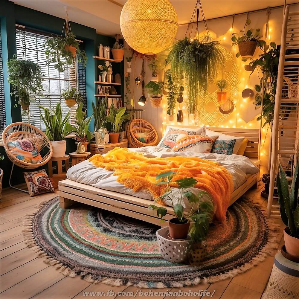 bohemian style bedroom decor ideas (13)