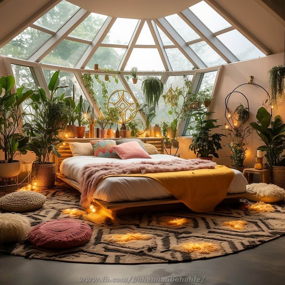 bohemian style bedroom decor ideas (14)