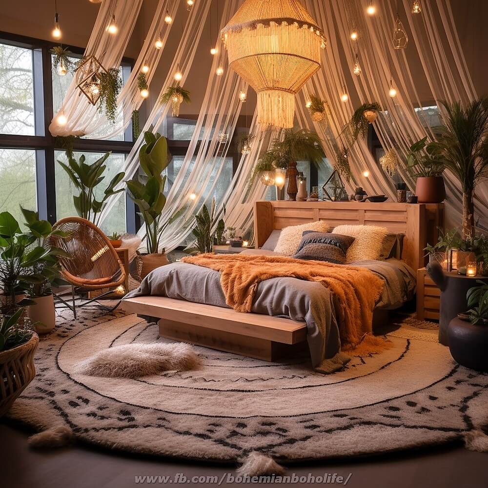 bohemian style bedroom decor ideas (22)