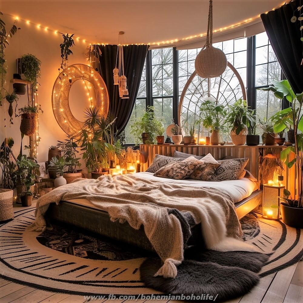 bohemian style bedroom decor ideas (8)