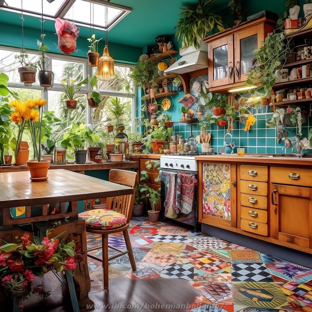 boho style decor kitchen ideas (20)