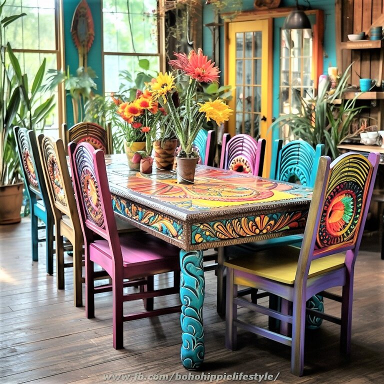 The Art of Crafting a Boho and Hippie Style Dining Set | Interior ...