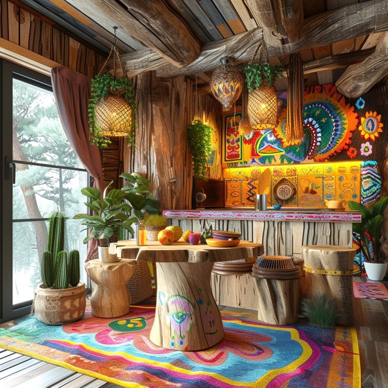 Whimsical Woodlands: Bohemian Log House Kitchen Inspirations | Interior ...